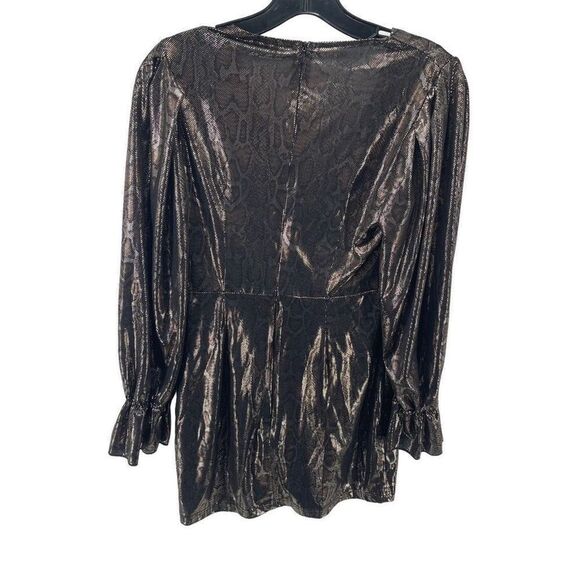 Shein gold Metallic Snakeskin Pull-over Mini Wrap Dress Small - Picture 8 of 13